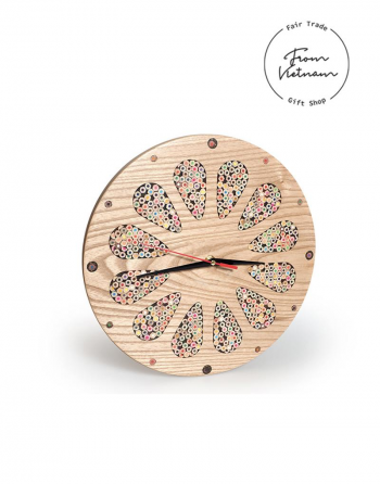 Đồng hồ gỗ sáng hình hoa bằng bút chi
